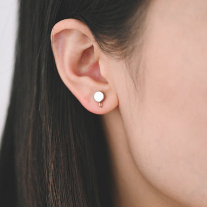 10pcs Gold / Rhodium / Rose Gold plated Brass Coin Stud Earring, Round Coin Ear Post with Loop (GB-656)