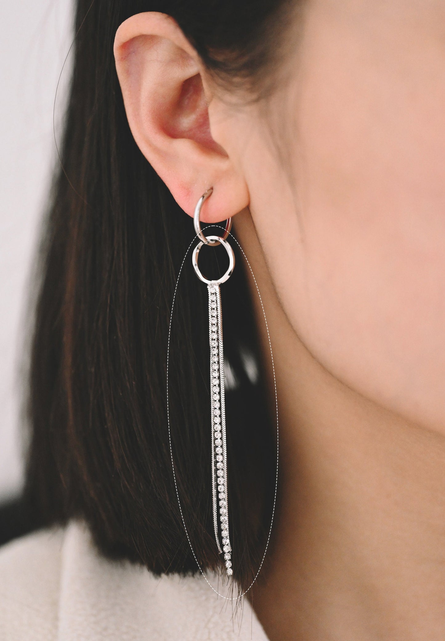 4pcs Gold/ Silver Chain Tassels 85mm Long, Rhinestone Chain Charm Pendants (GB-1277-E)