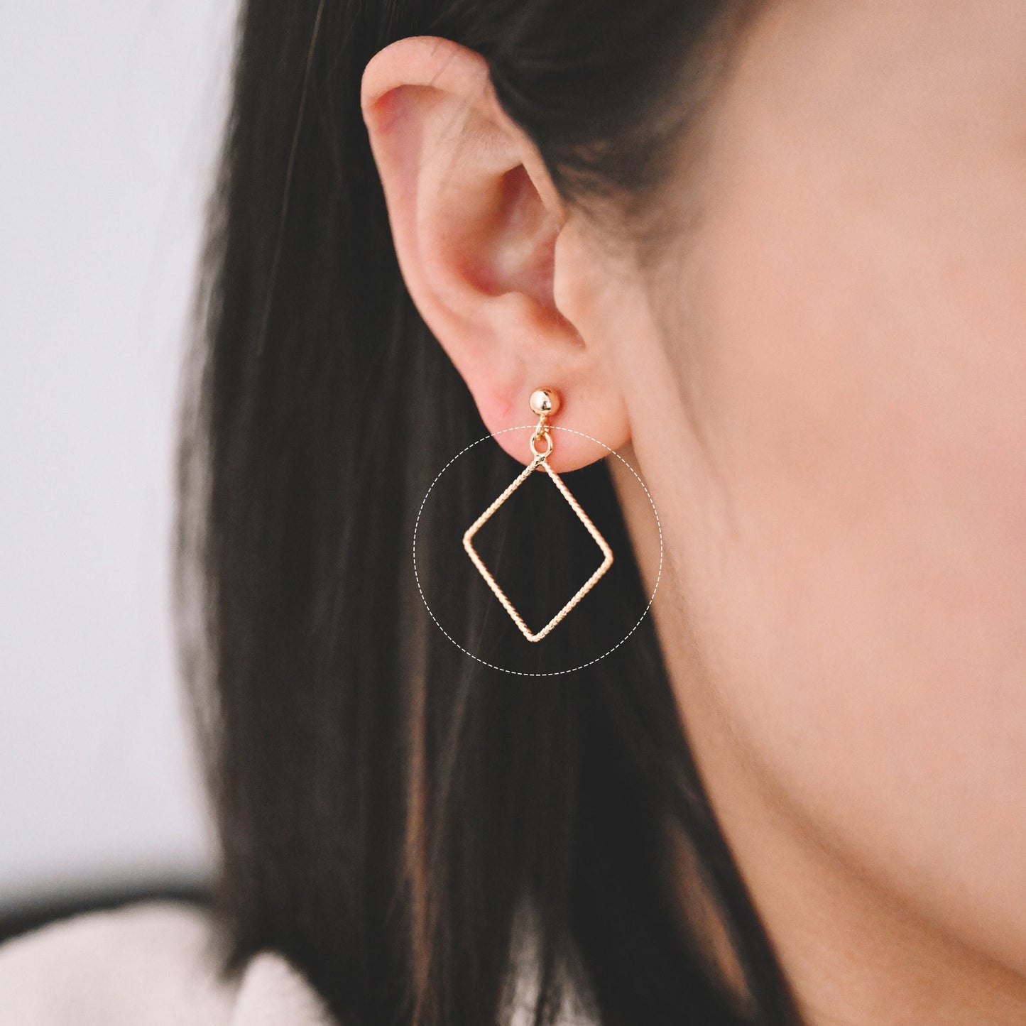 10pcs Gold Rhombus Pendants, Geometric Hoop Charms, Wired Square Links 18/ 25mm (GB-817)