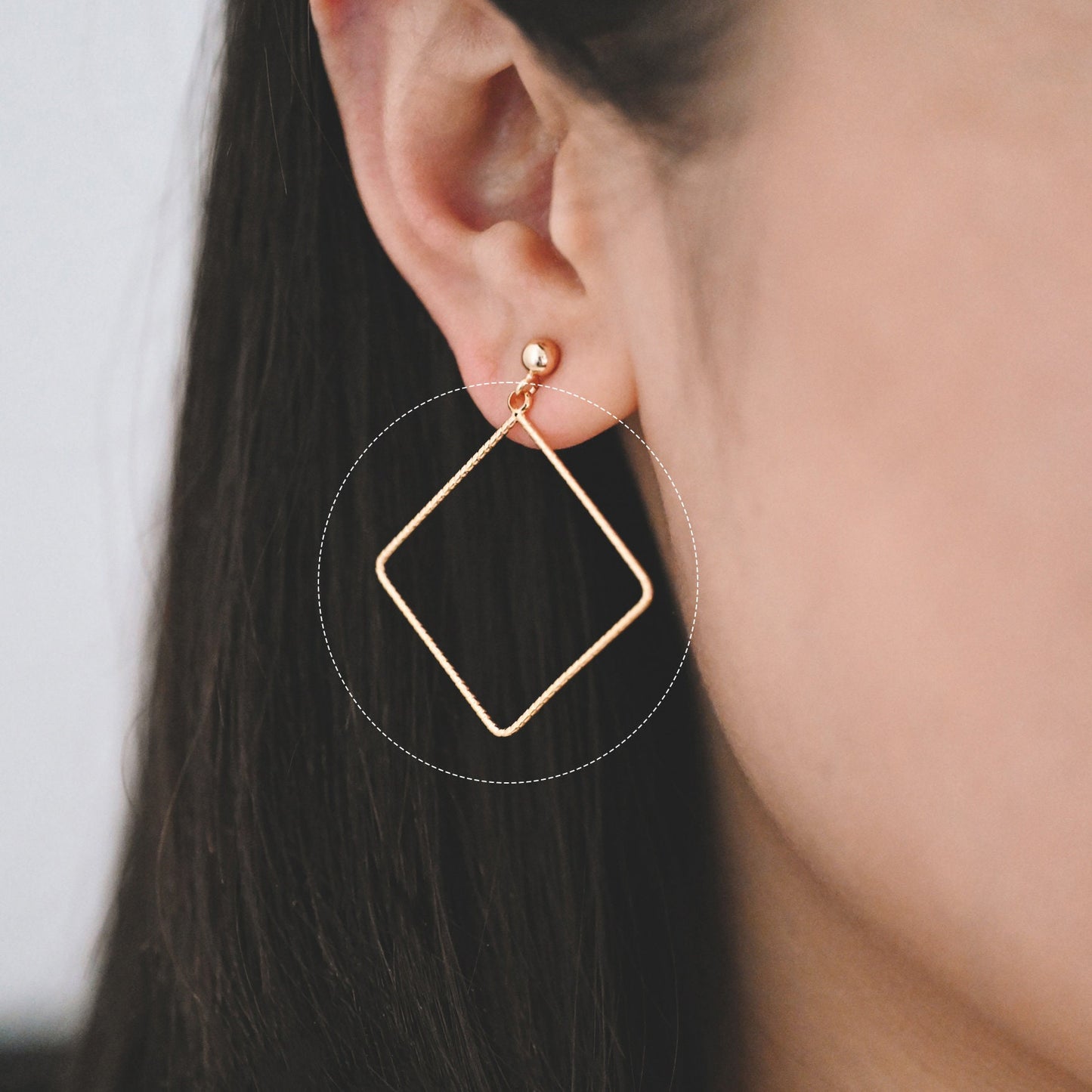 10pcs Gold Rhombus Pendants, Geometric Hoop Charms, Wired Square Links 18/ 25mm (GB-817)