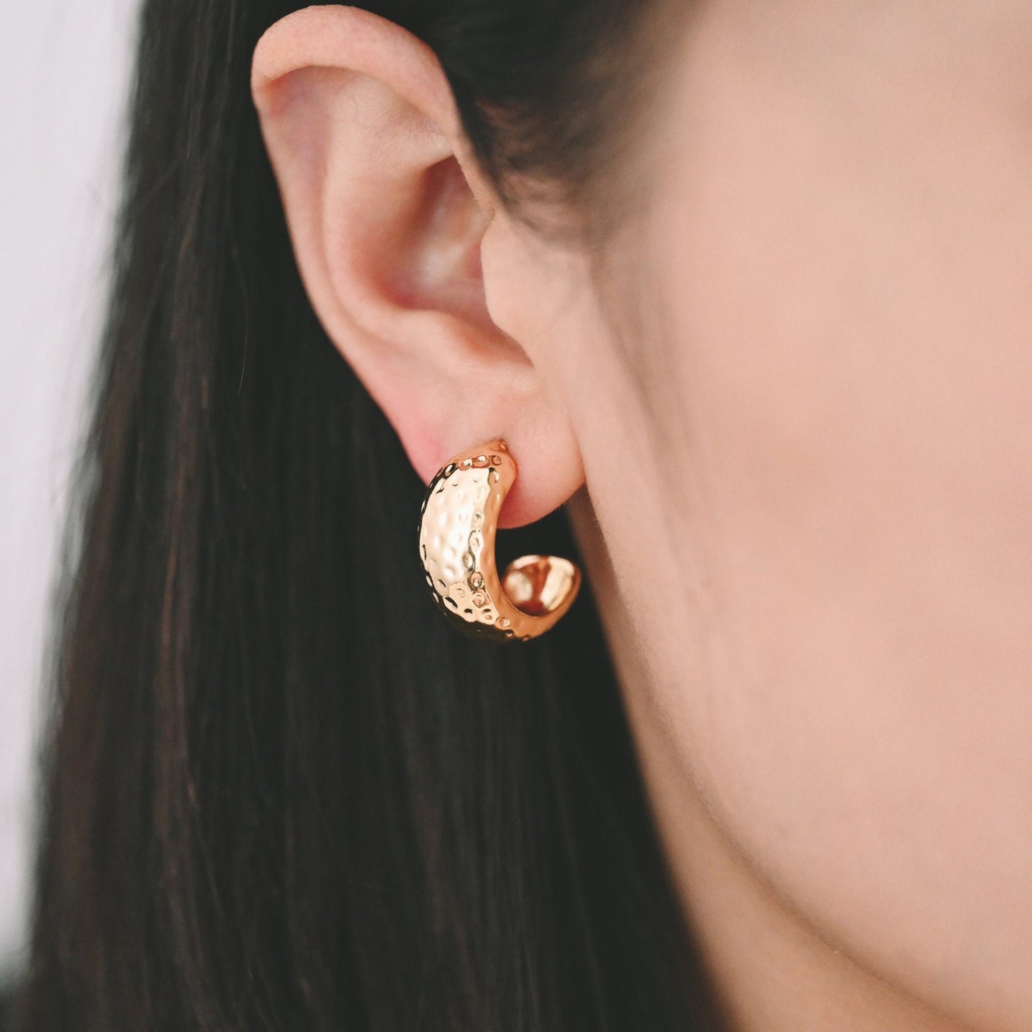 4pcs Gold/ Silver Minimalist C Shape Earring, 18K Gold/ Rhodium plated Brass Ear Posts, Stud Earrings (GB-3958)