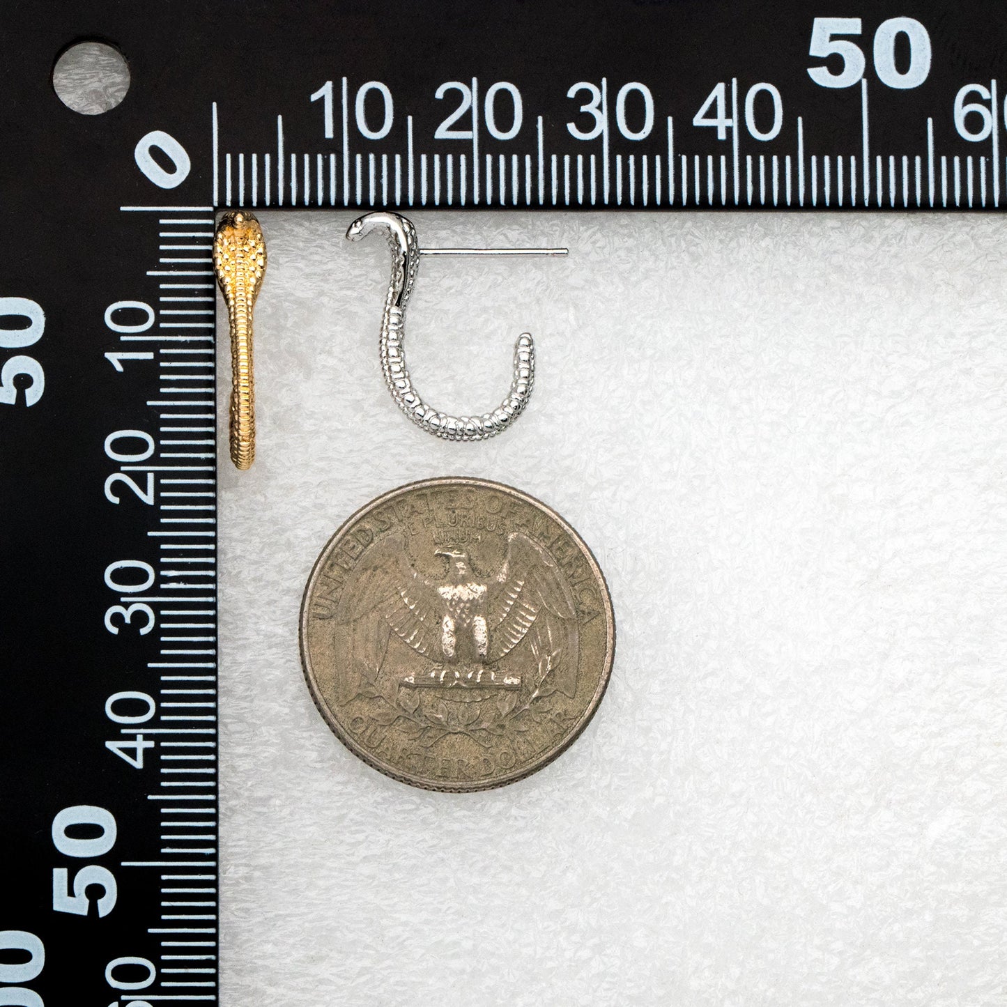 10pcs Gold/ Silver Cobra Snake Earrings 18x4mm, Gold/ Rhodium Plated Brass, Minimalist Snake Stud Earrings (GB-4343)