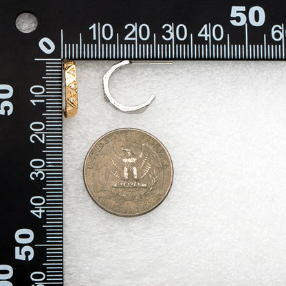 4pcs CZ Pave Gold/ Silver Round Circle Earrings, Gold/ Rhodium plated Brass, Geometric Hoop Stud Earrings (GB-4346)