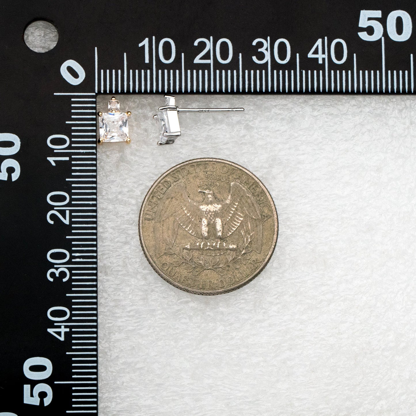 10pcs CZ Pave Gold/ Silver Square Earrings, 18K Gold/ Rhodium plated Brass, Geometric Stud Earrings (#GB-4350)