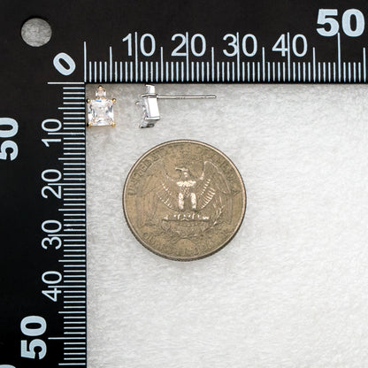 10pcs CZ Pave Gold/ Silver Square Earrings, 18K Gold/ Rhodium plated Brass, Geometric Stud Earrings (#GB-4350)