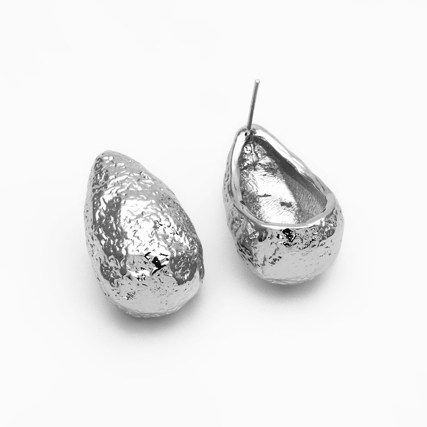 4pcs Gold /Silver Rough Teardrop Earrings, 18K Gold/ Rhodium Plated Brass, Water Drop Stud Earrings (GB-4351)