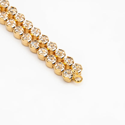 2pcs CZ Pave Gold/ Silver Tone Chain Connector 180mm, 18K Real Gold/ Rhodium plated Brass, Long Tassel Necklace Components (GB-4382)
