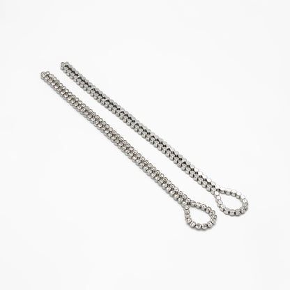 2pcs CZ Pave Gold/ Silver Tone Chain Connector 180mm, 18K Real Gold/ Rhodium plated Brass, Long Tassel Necklace Components (GB-4382)