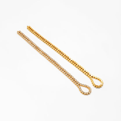 2pcs CZ Pave Gold/ Silver Tone Chain Connector 180mm, 18K Real Gold/ Rhodium plated Brass, Long Tassel Necklace Components (GB-4382)