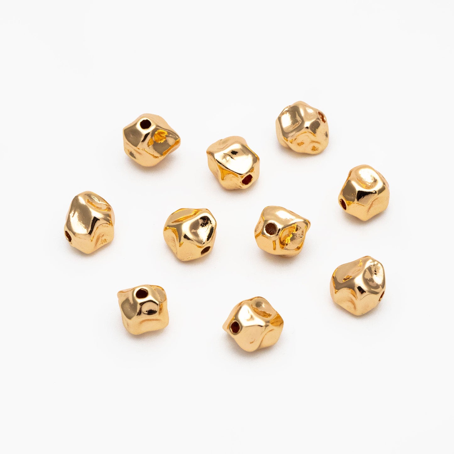 10pcs Irregular Stone Spacer Beads, Gold plated Brass, Jewelry Making, Diy Material, Jewelry Supplies (GB-2956-D)