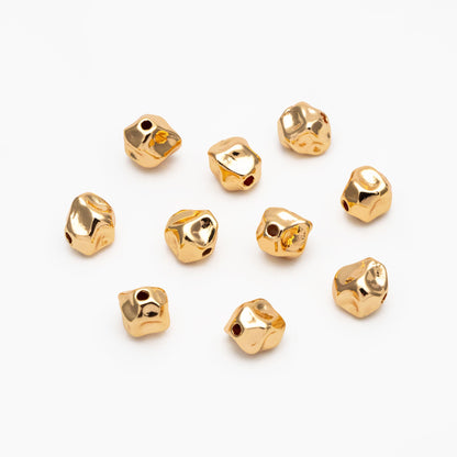 10pcs Irregular Stone Spacer Beads, Gold plated Brass, Jewelry Making, Diy Material, Jewelry Supplies (GB-2956-D)