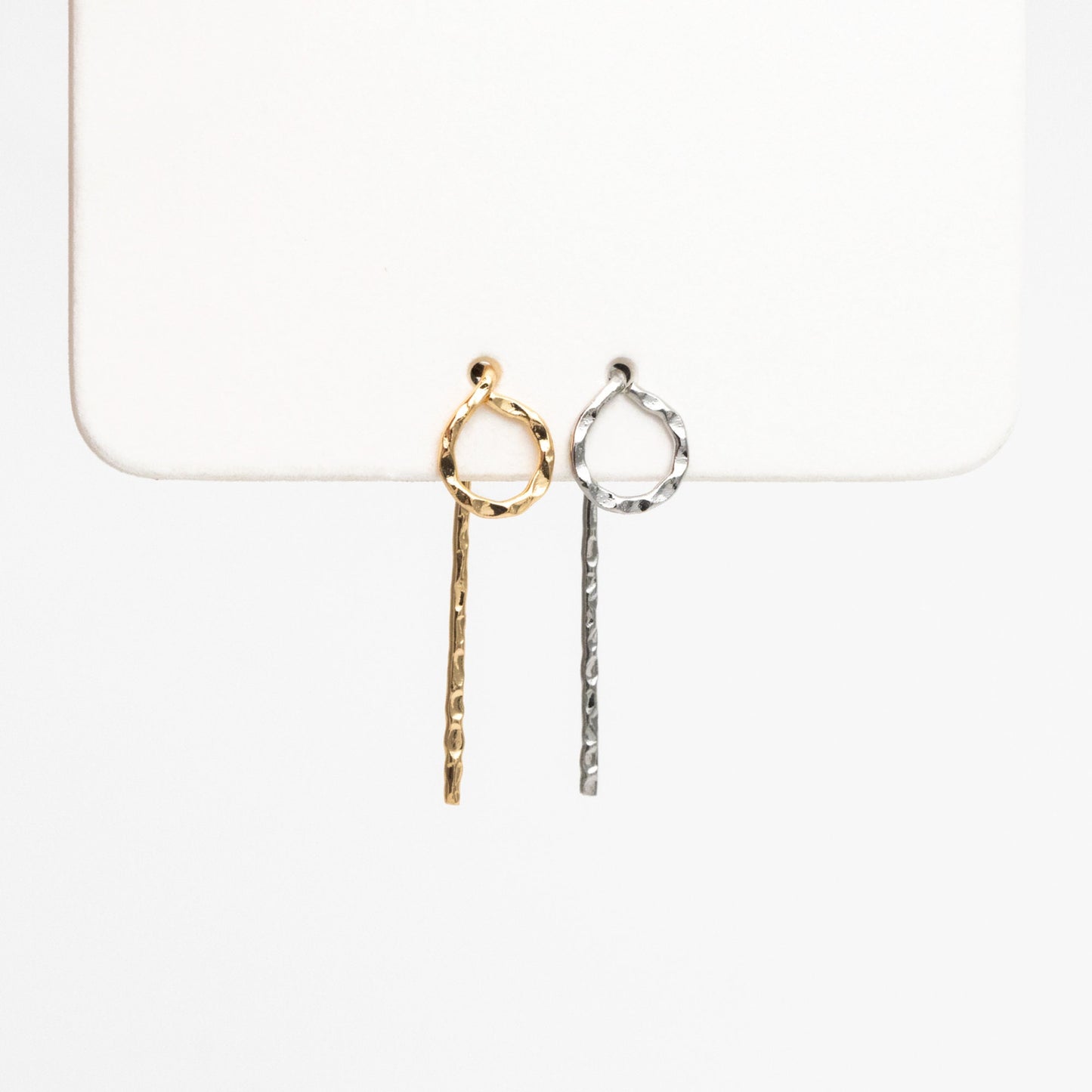 10pcs Gold/ Silver Hammered Hoop Ear Hooks, Gold/ Rhodium plated Brass, Minimalist Round Earrings (GB-4431)