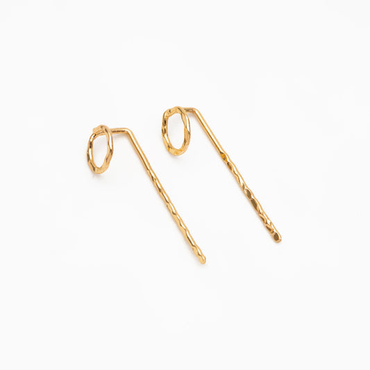 10pcs Gold/ Silver Hammered Hoop Ear Hooks, Gold/ Rhodium plated Brass, Minimalist Round Earrings (GB-4431)