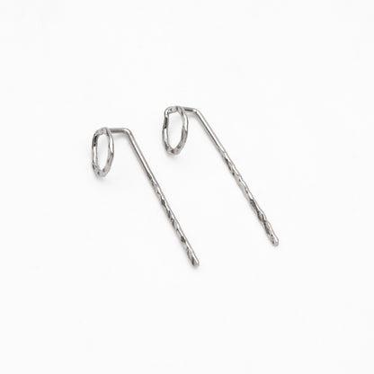10pcs Gold/ Silver Hammered Hoop Ear Hooks, Gold/ Rhodium plated Brass, Minimalist Round Earrings (GB-4431)