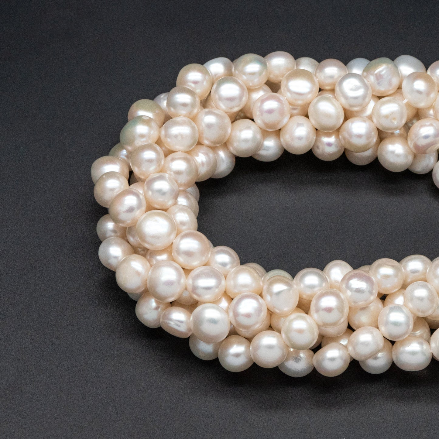 Freshwater Button Pearls 10mm, White Nugget Pearls, Natural Baroque Potato Pearls (PL-79)/ 14.5" full strand