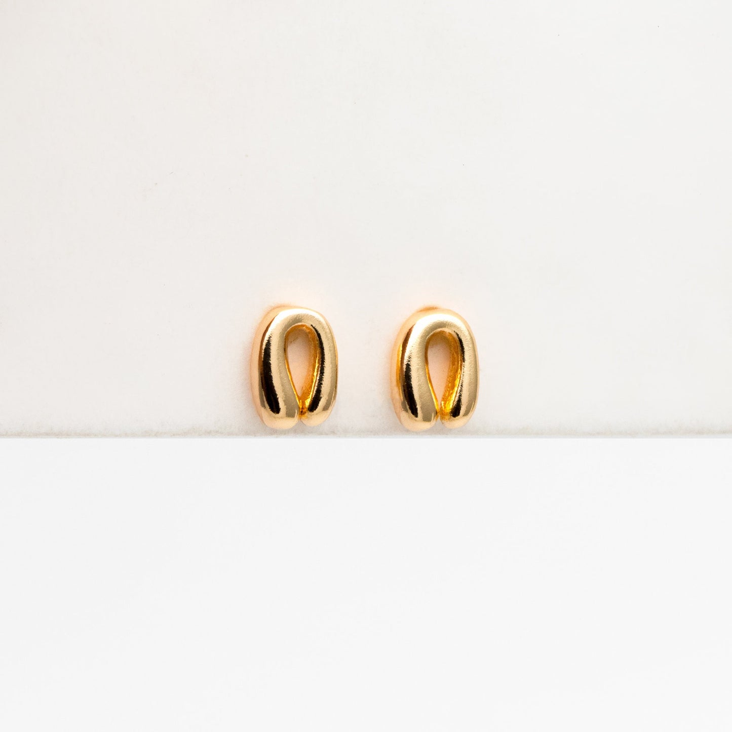 10pcs Gold U Shaped Earrings, 18K Gold plated Brass, Minimalist Stud Earrings (GB-4324)