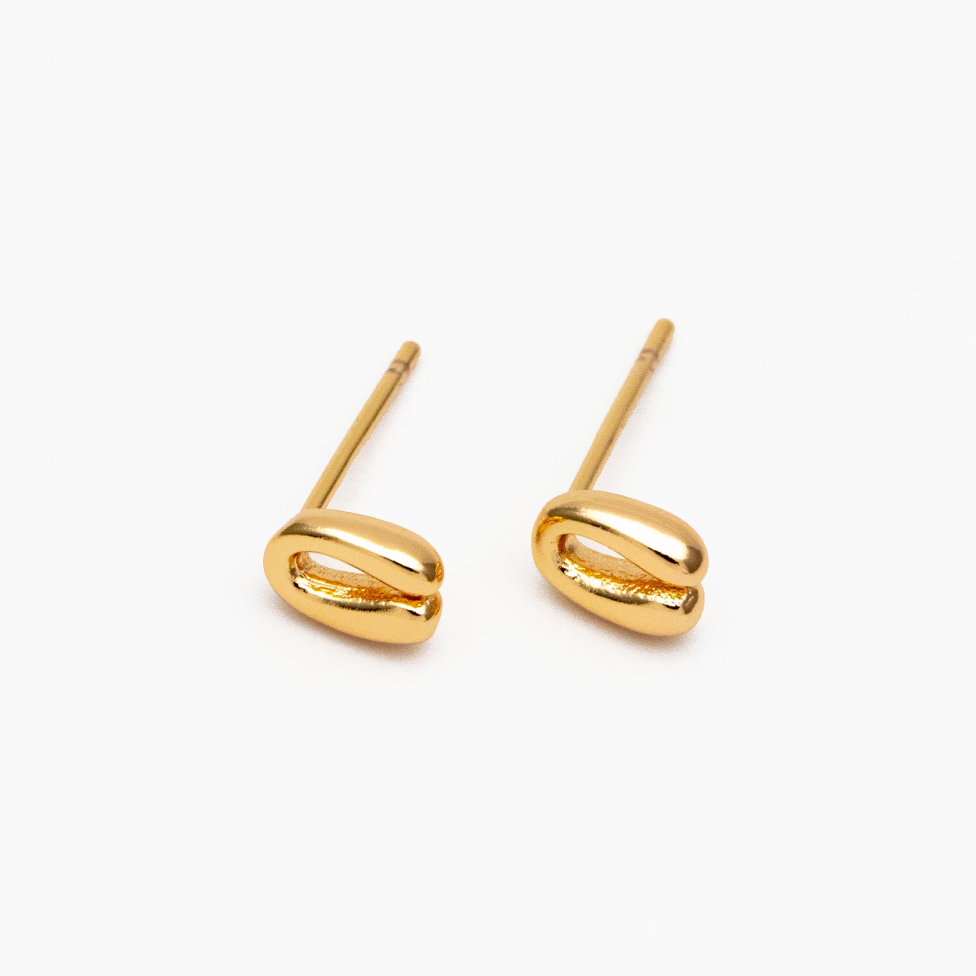 10pcs Gold U Shaped Earrings, 18K Gold plated Brass, Minimalist Stud Earrings (GB-4324)