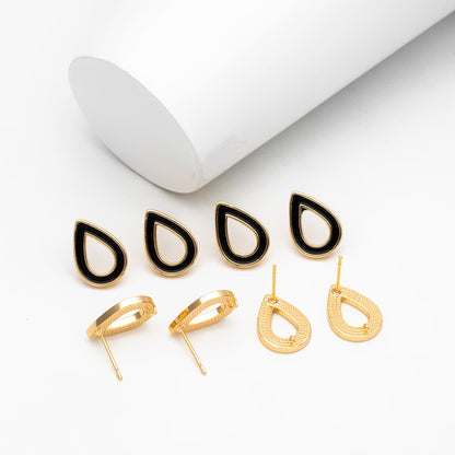 10pcs Acetate Teardrop Ear Posts 16x11mm, 18K Gold plated Brass Ear Findings (#GB-1579)