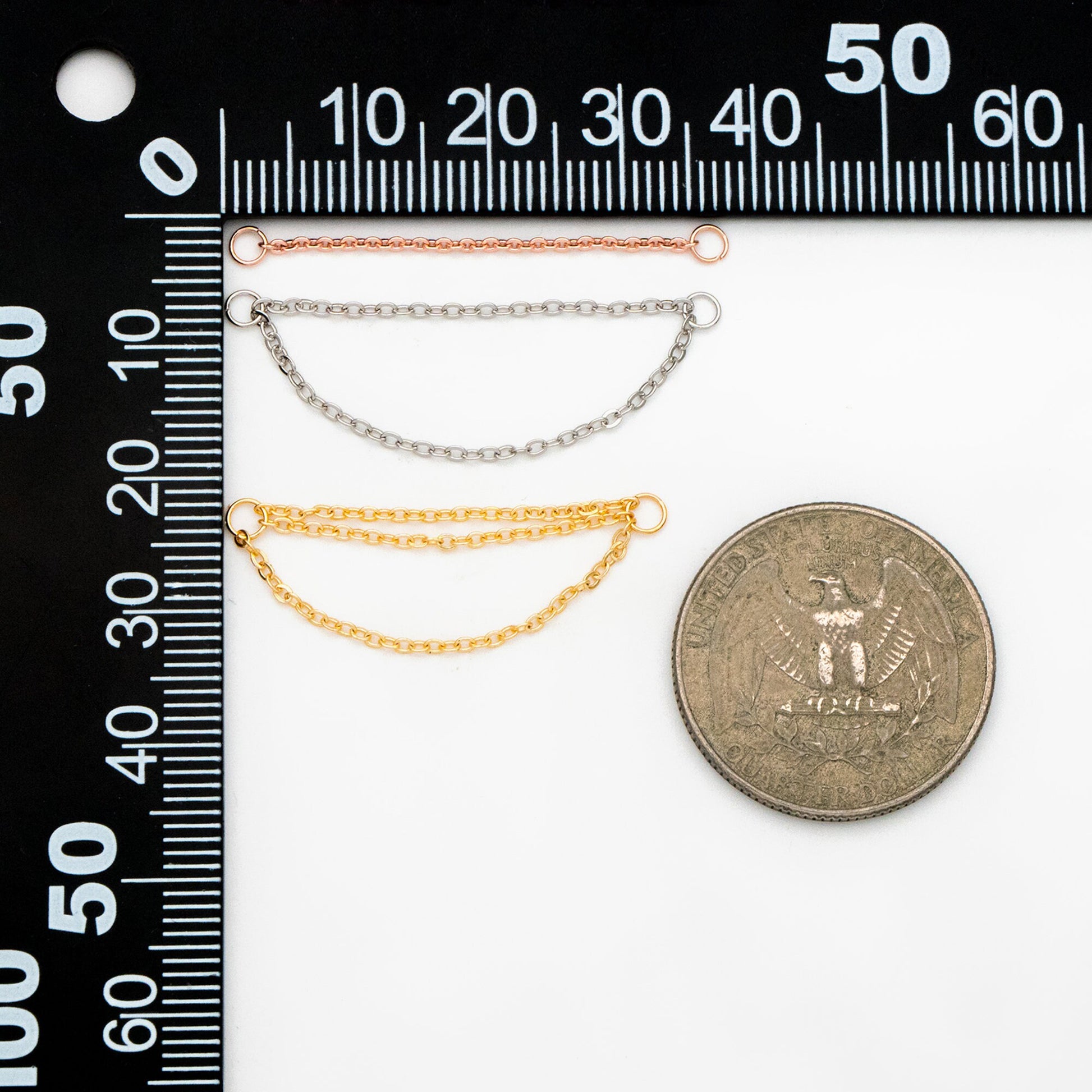 10pcs Gold/ Silver/ Rose Gold Dangle Earring Chain Charm, Earring Chain Connector, Piercing Chain, Cartilage Piercing Chain (GB-4353)