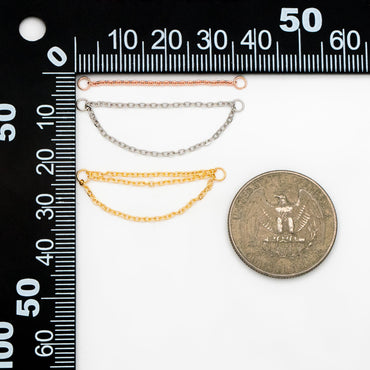 10pcs Gold/ Silver/ Rose Gold Dangle Earring Chain Charm, Earring Chain Connector, Piercing Chain, Cartilage Piercing Chain (GB-4353)