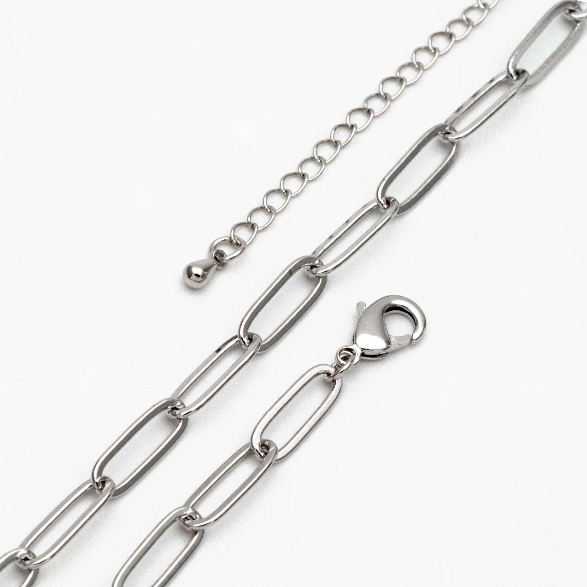 Gold/ Silver Paperclipe Chains 5mm, Finished Bracelet/ Anklet/ Necklace with Extender Chain, Ready to Wear (#LK-317)