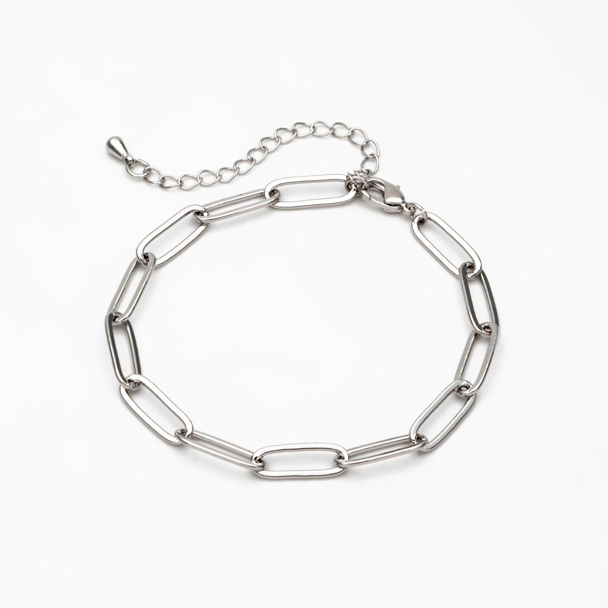 Gold/ Silver Paperclipe Chains 5mm, Finished Bracelet/ Anklet/ Necklace with Extender Chain, Ready to Wear (#LK-317)