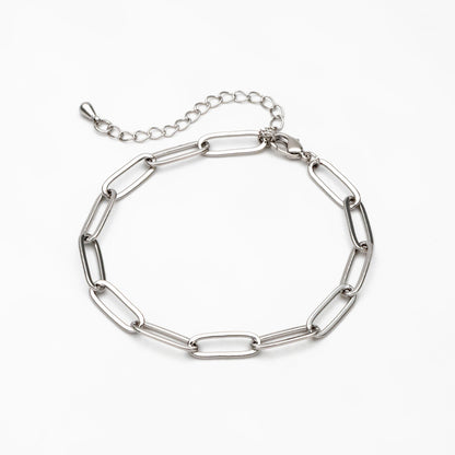 Gold/ Silver Paperclipe Chains 5mm, Finished Bracelet/ Anklet/ Necklace with Extender Chain, Ready to Wear (#LK-317)