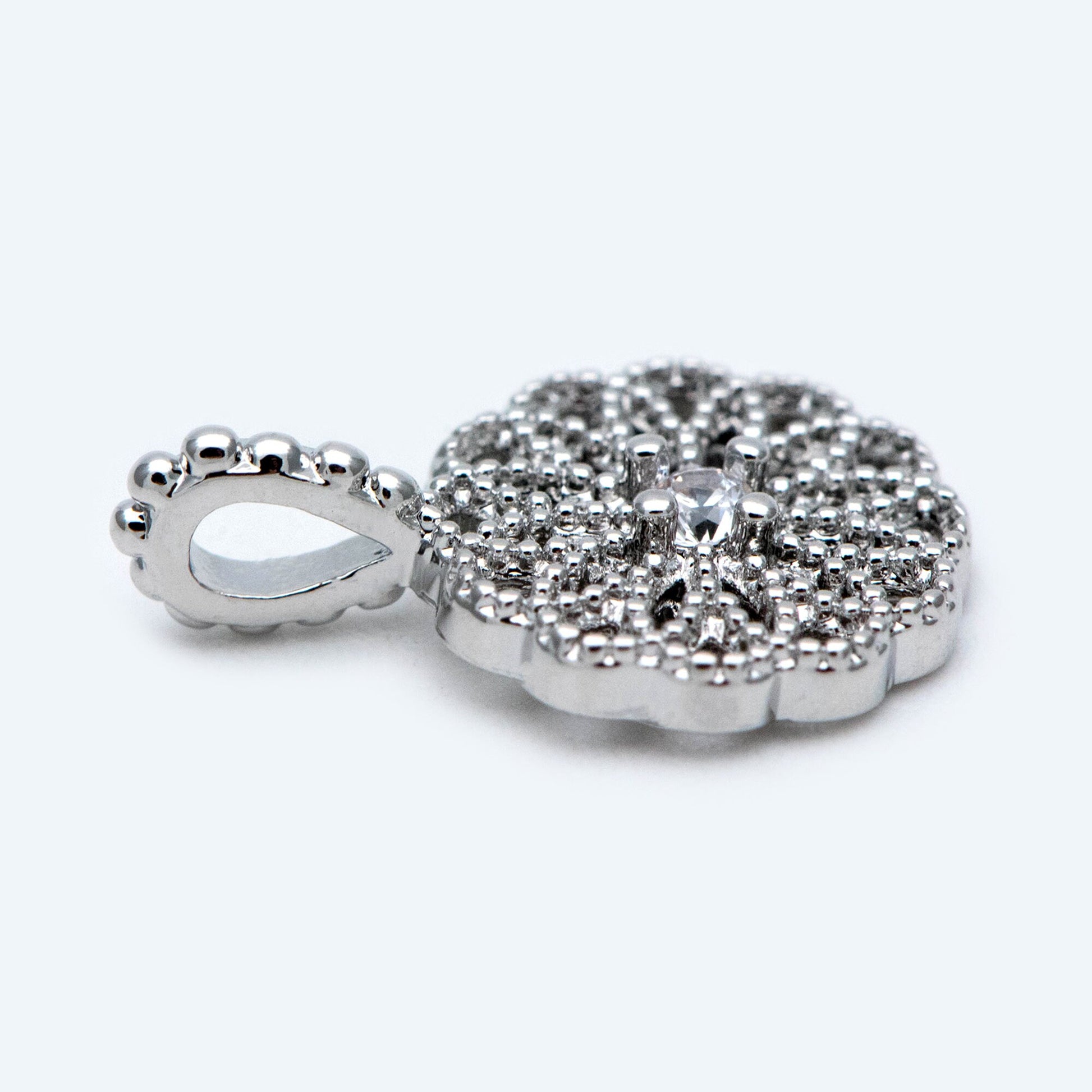 10pcs Gold/ Silver Tone CZ pave Filigree Coin Charm, Earring Findings, Jewelry Making, Diy Material, Jewelry Supplies (GB-1920)