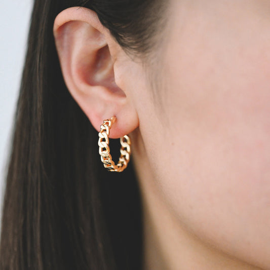 10pcs Chunky Gold Hoops, Chain Hoops, Thick Hoop Earrings, Hoop Earrings (GB-1971)