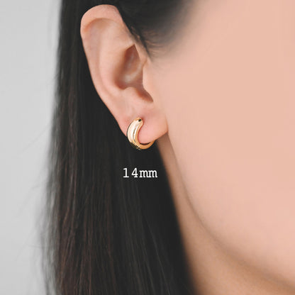 10pcs Gold/ Silver Tone Hoop Earrings, 14/ 16/ 18mm, Gold/ Rhodium plated Huggie Earrings, Small Hoop Earrings (GB-1678)