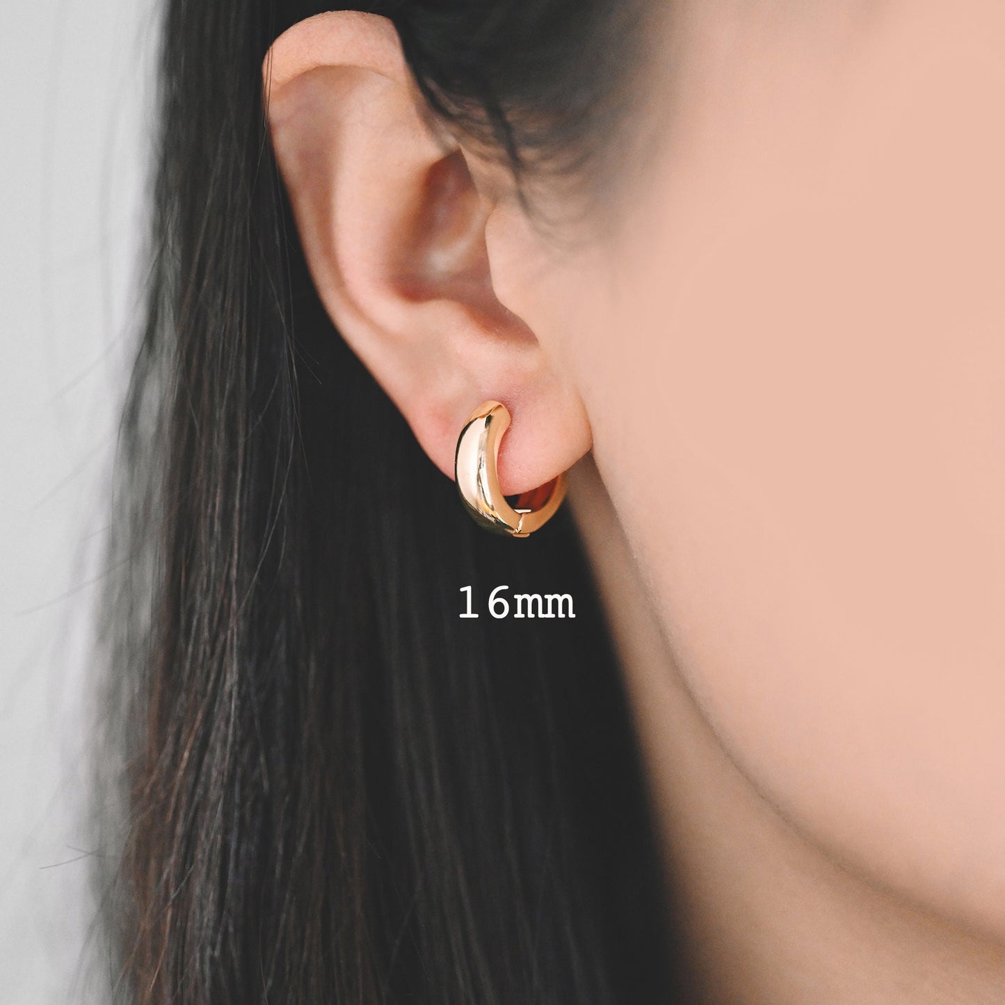 10pcs Gold/ Silver Tone Hoop Earrings, 14/ 16/ 18mm, Gold/ Rhodium plated Huggie Earrings, Small Hoop Earrings (GB-1678)