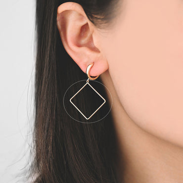 10pcs Gold plated Brass Square Pendants, Rhombus Link Charms, Wired Geometric Hoops (GB-368-C)