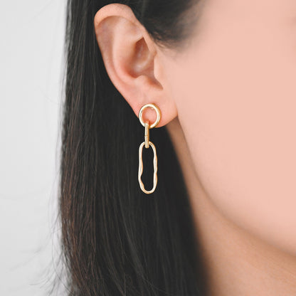 10pcs Long Oval Ear Posts, 18K Gold plated Brass, Minimalist Earrings (GB-1823)