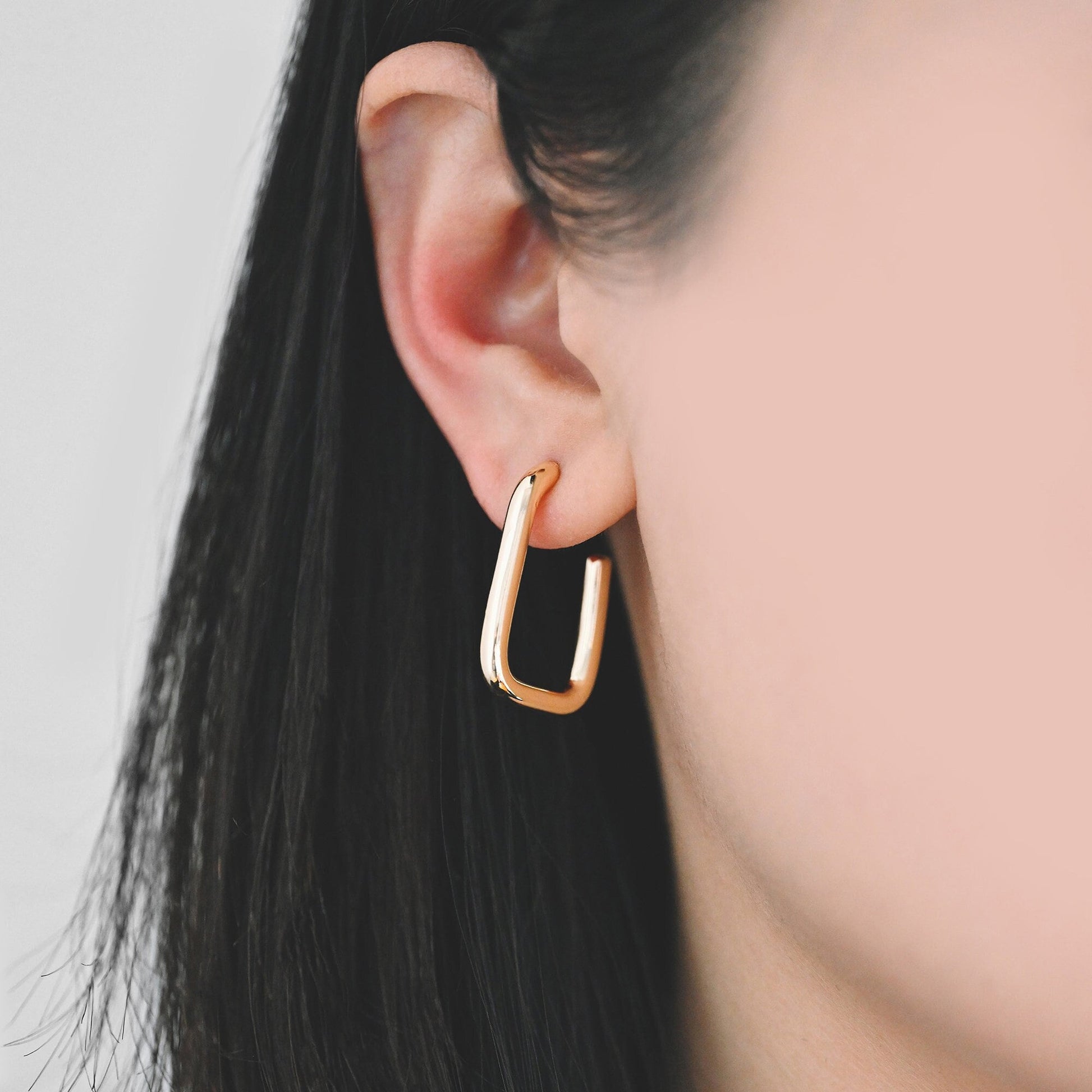 10pcs Gold/ Silver tone U-Shape earring, Geometric earring posts, Oval Hoop stud earrings (GB-1836)