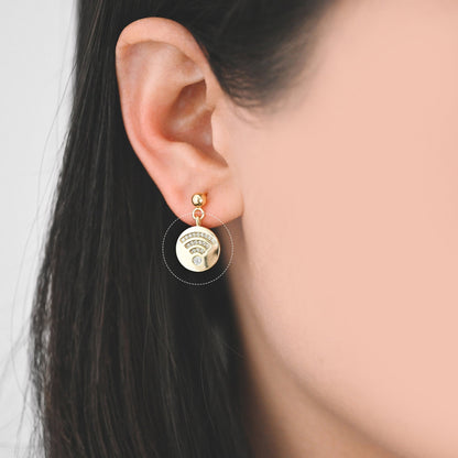 4pcs CZ Pave Gold Round Charms 12mm, 18K Gold plated Brass, Disk Pendants (GB-3464-E)