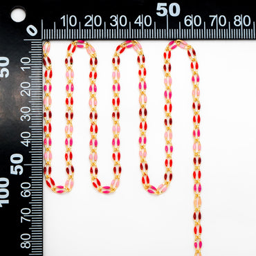 Mix Color Enamel Curb Chains 3mm, Real Gold Plated Brass, DIY Jewelry Findings (#LK-606)/ 1 Meter=3.3 ft