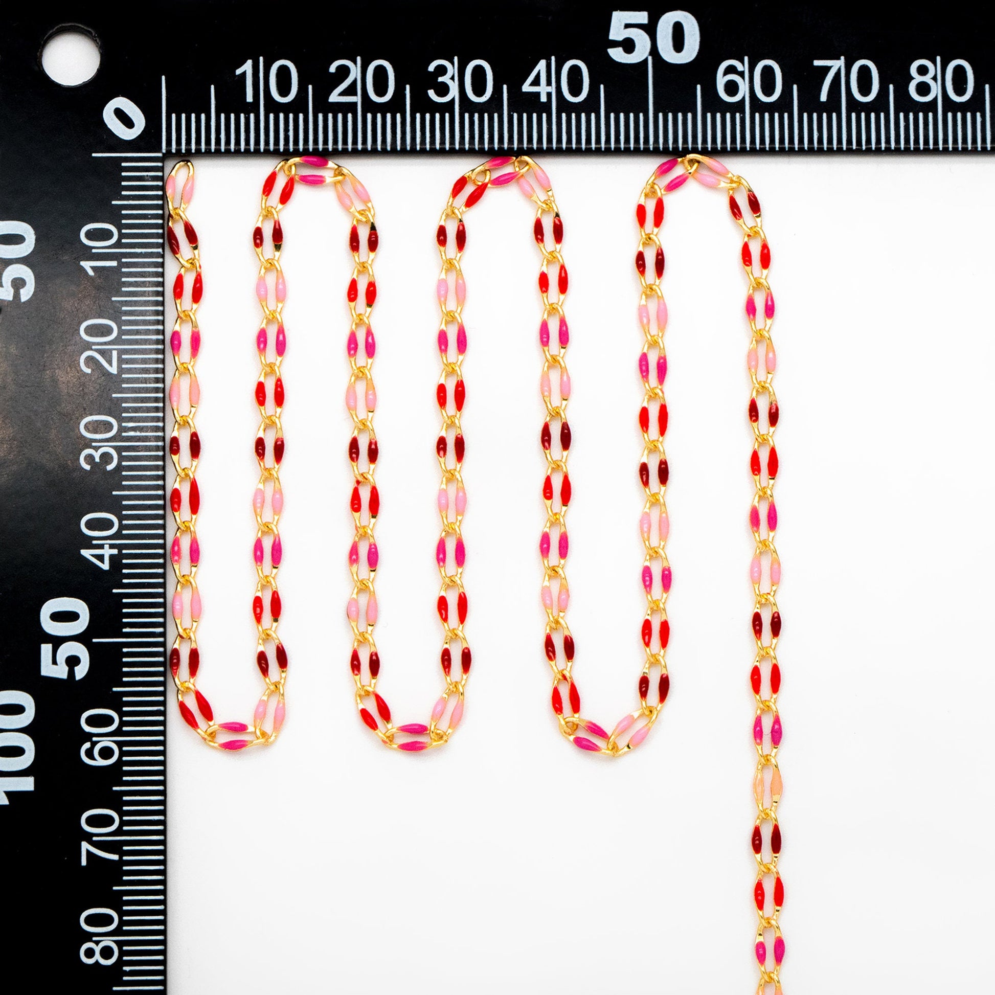 Mix Color Enamel Curb Chains 3mm, Real Gold Plated Brass, DIY Jewelry Findings (#LK-606)/ 1 Meter=3.3 ft