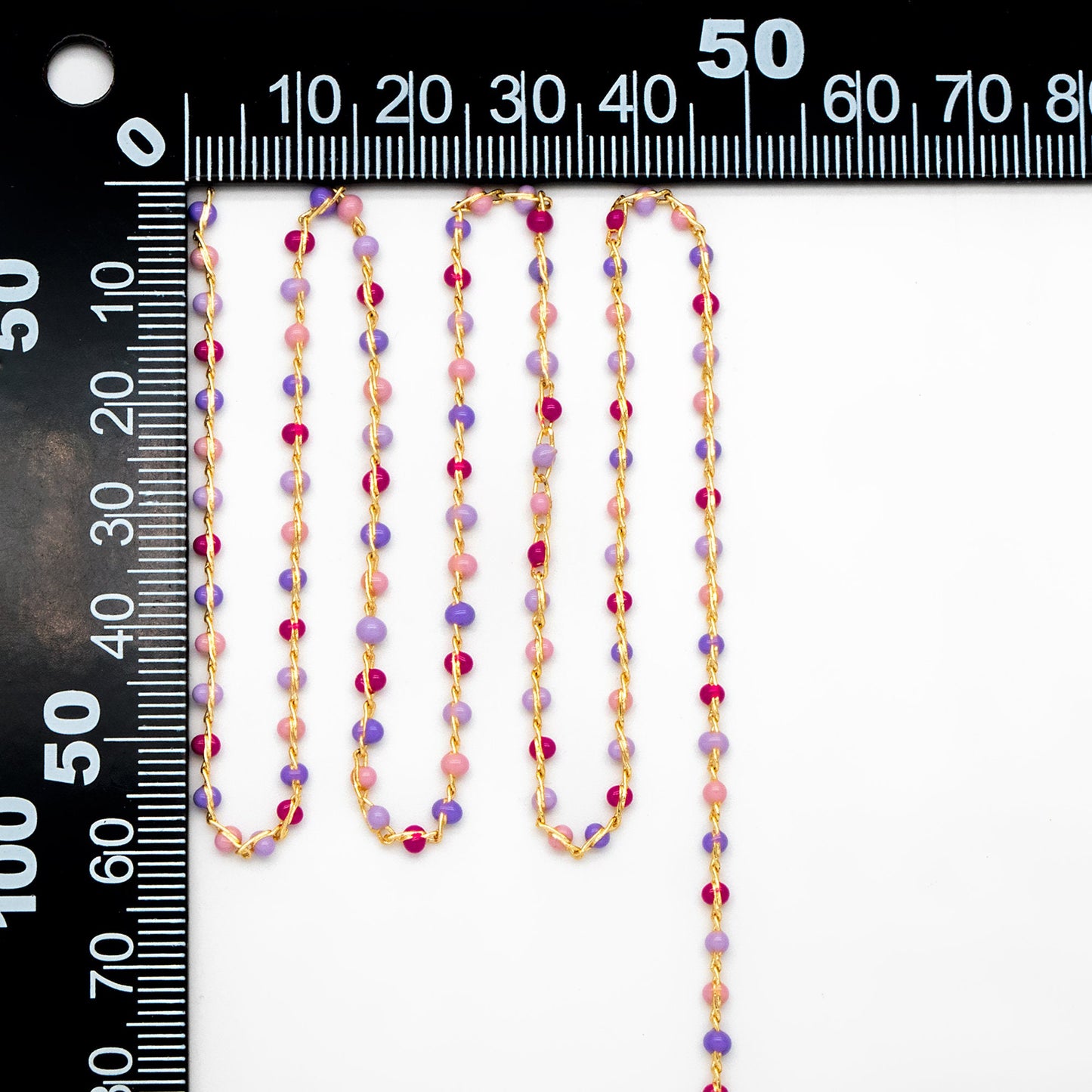 Mix Color Enamel Bead Chains 1.8mm, 18K Gold plated Brass, Quality Bead Chain Wholesale (#LK-615)/ 1 Meter=3.3ft