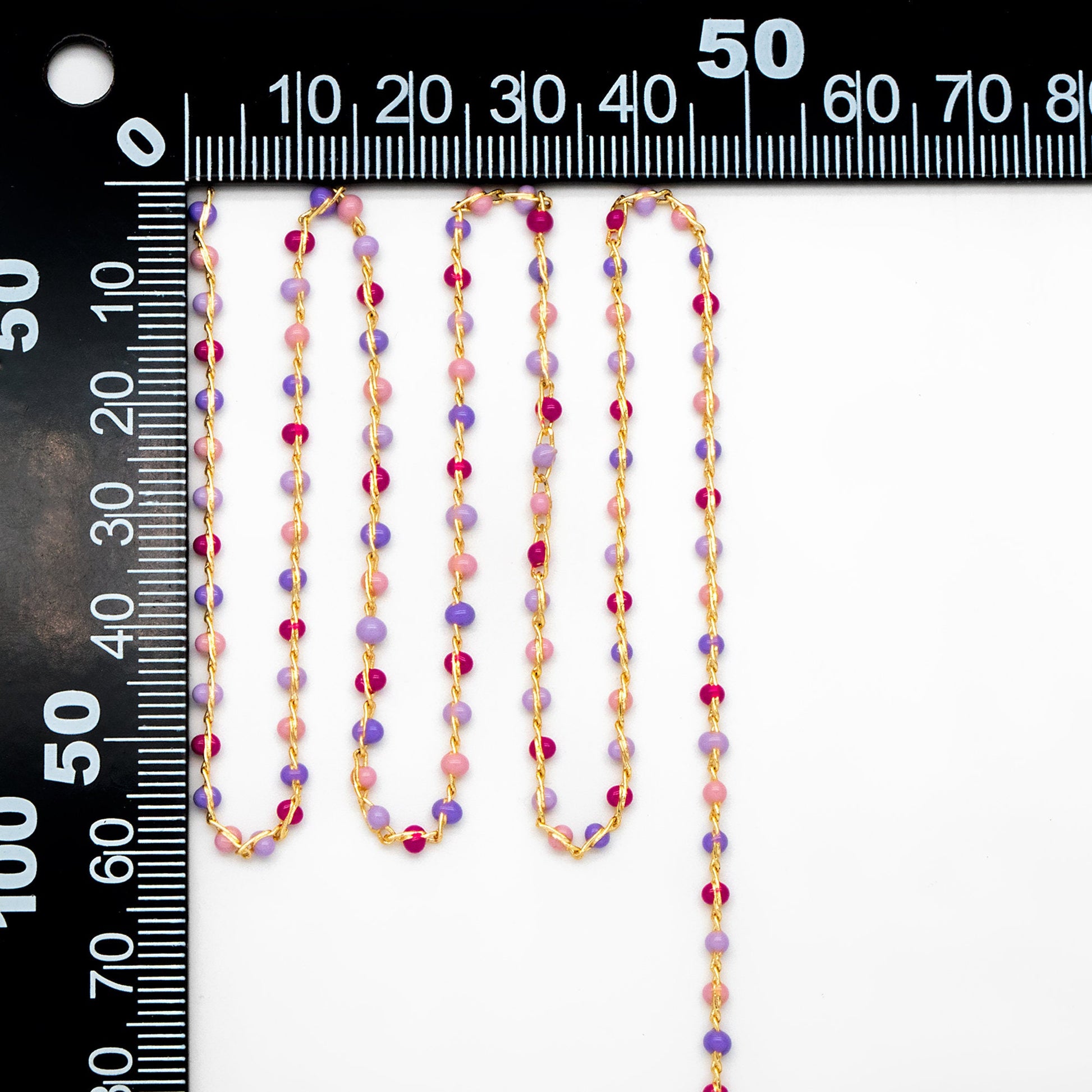 Mix Color Enamel Bead Chains 1.8mm, 18K Gold plated Brass, Quality Bead Chain Wholesale (#LK-615)/ 1 Meter=3.3ft
