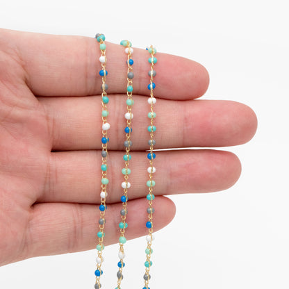 Mix Color Enamel Bead Chains 1.8mm, 18K Gold plated Brass, Quality Bead Chain Wholesale (#LK-615)/ 1 Meter=3.3ft