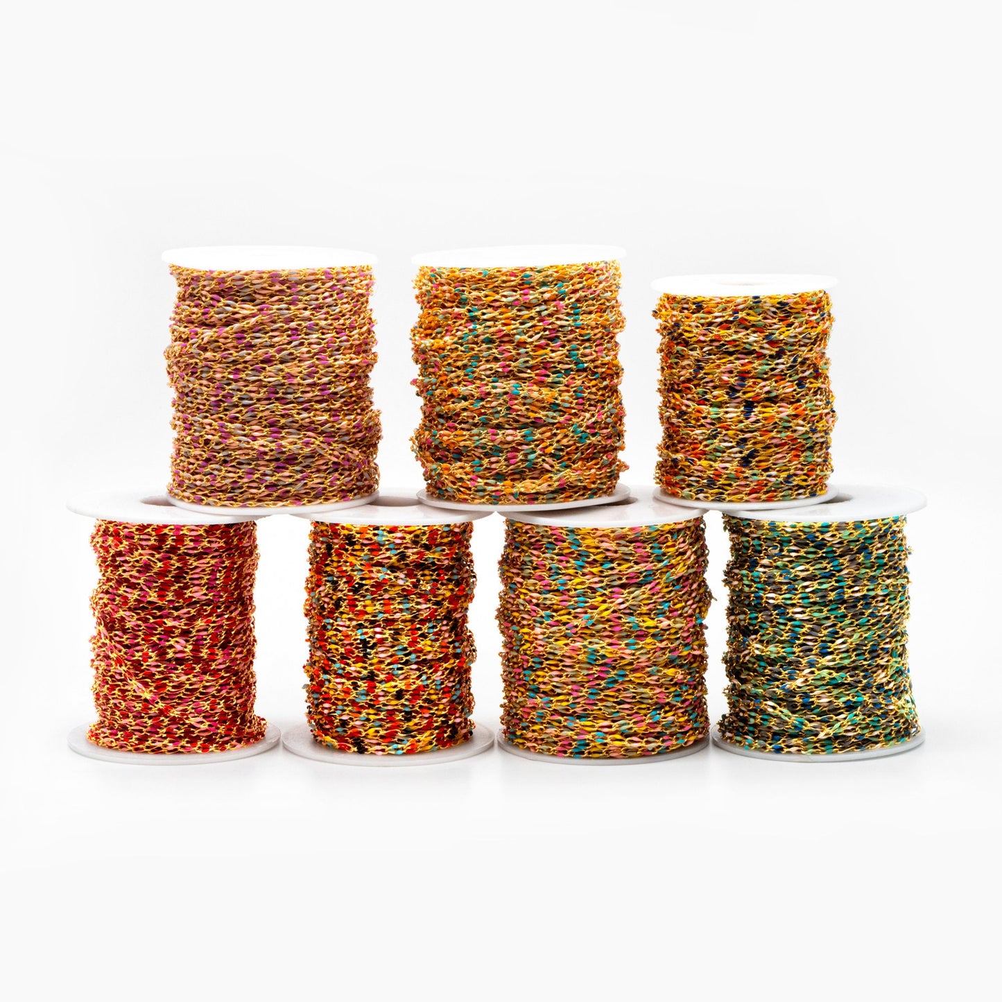 Mix Color Enamel Curb Chains 3mm, Real Gold Plated Brass, DIY Jewelry Findings (#LK-606)/ 1 Meter=3.3 ft