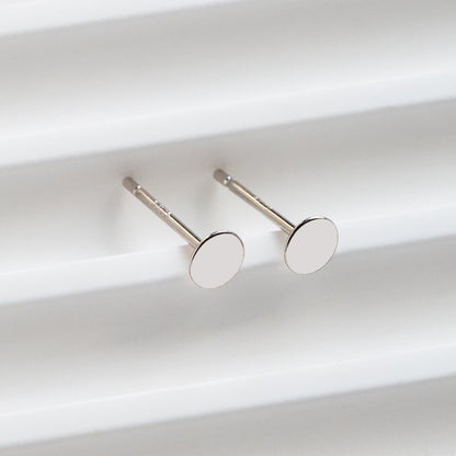 10pcs Sterling Silver Stud Ear Posts, Gold/ Rhodium plated .925 Silver, 4mm Flat Pad/ Cup, Glue On Earring Findings (CY-006)