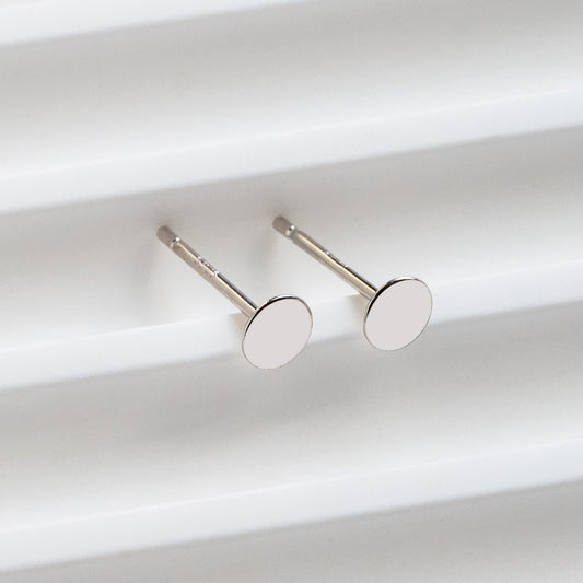 10pcs Sterling Silver Stud Ear Posts, Gold/ Rhodium plated .925 Silver, 4mm Flat Pad/ Cup, Glue On Earring Findings (CY-006)