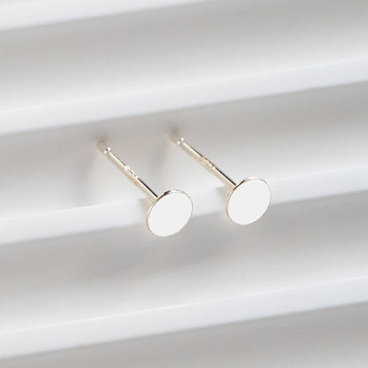 10pcs Sterling Silver Stud Ear Posts, Gold/ Rhodium plated .925 Silver, 4mm Flat Pad/ Cup, Glue On Earring Findings (CY-006)