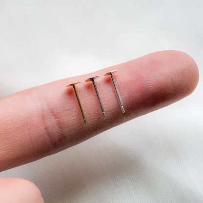 10pcs Sterling Silver Stud Ear Posts, Gold/ Rhodium plated .925 Silver, 4mm Flat Pad/ Cup, Glue On Earring Findings (CY-006)