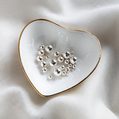 925 Sterling Silver Smooth Round Beads, Seamless Silver Large Hole Spacer Beads, 2/ 3/ 4/ 5/ 6/ 8mm (CY-008)