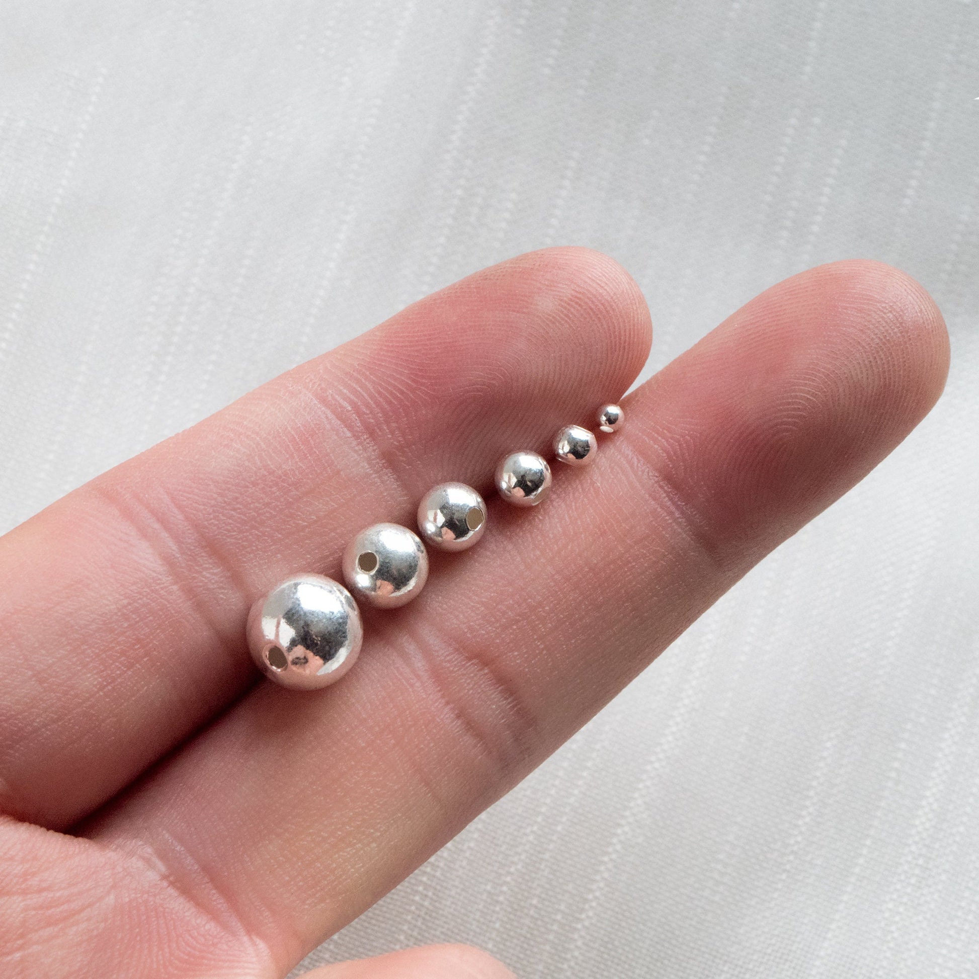 925 Sterling Silver Smooth Round Beads, Seamless Silver Large Hole Spacer Beads, 2/ 3/ 4/ 5/ 6/ 8mm (CY-008)
