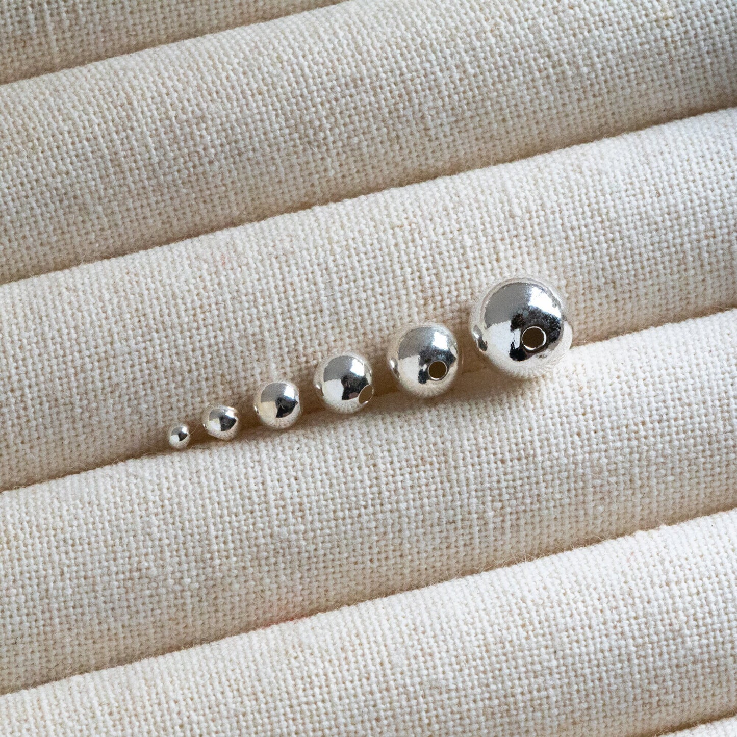 925 Sterling Silver Smooth Round Beads, Seamless Silver Large Hole Spacer Beads, 2/ 3/ 4/ 5/ 6/ 8mm (CY-008)