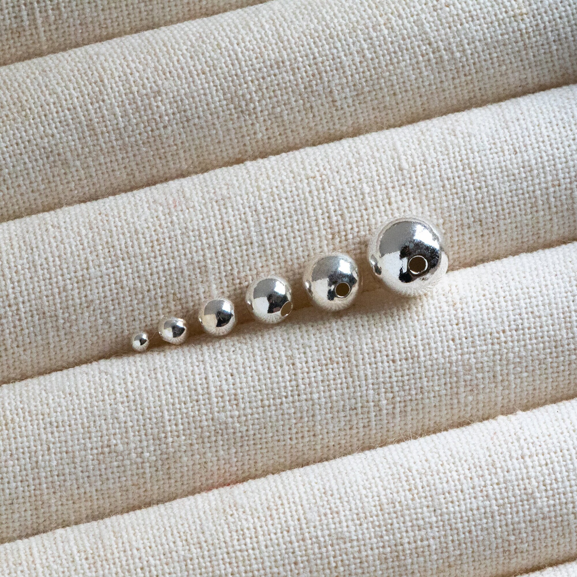 925 Sterling Silver Smooth Round Beads, Seamless Silver Large Hole Spacer Beads, 2/ 3/ 4/ 5/ 6/ 8mm (CY-008)