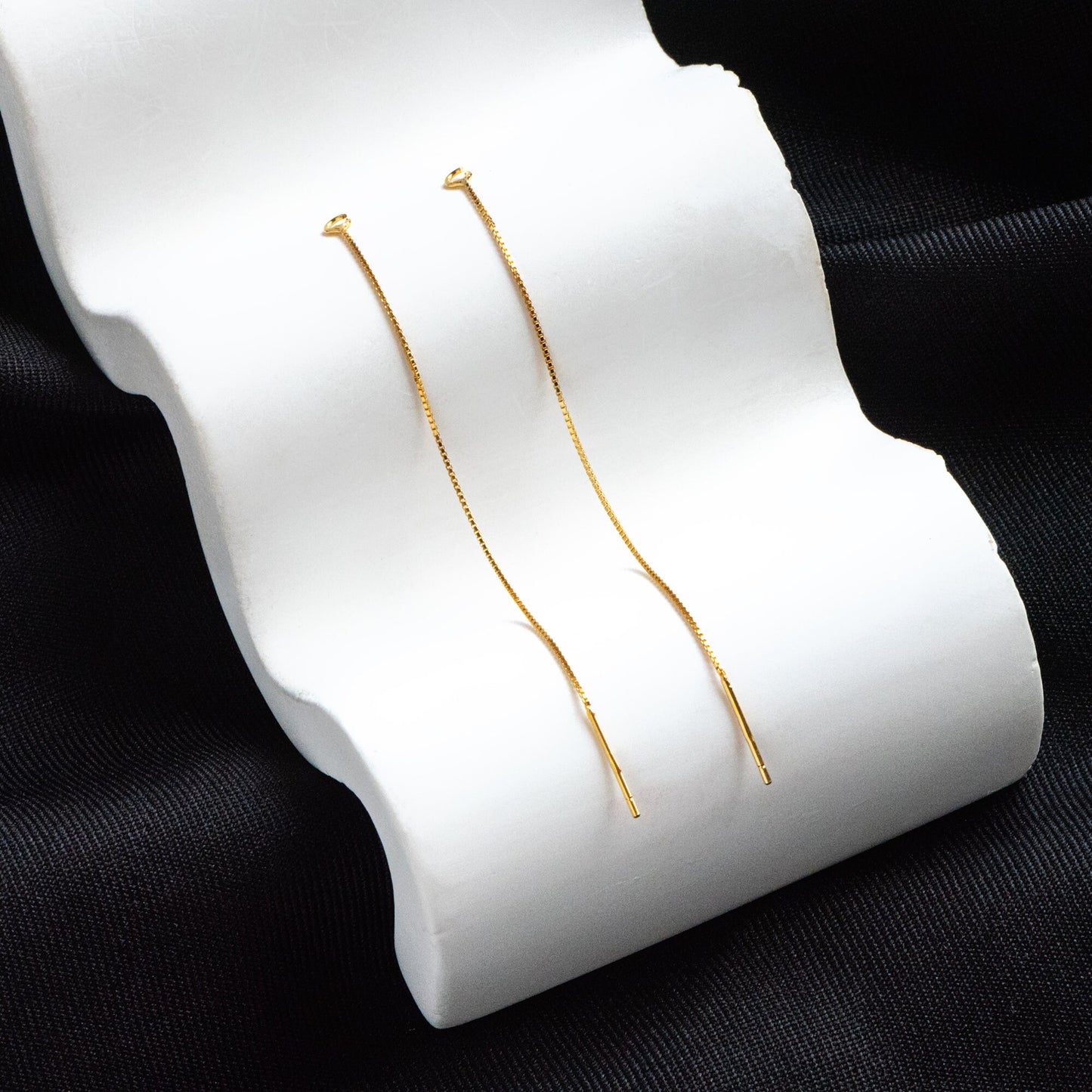 10pcs Sterling Silver Threader Earrings, Gold/ Rhodium, .925 Silver Box Chain, Earwire Thread with Open Jump Ring (CY-004)